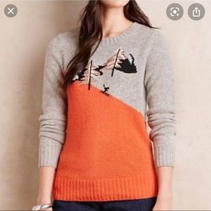 NWT Anthropologie Ski Sweater with Orange Detail
